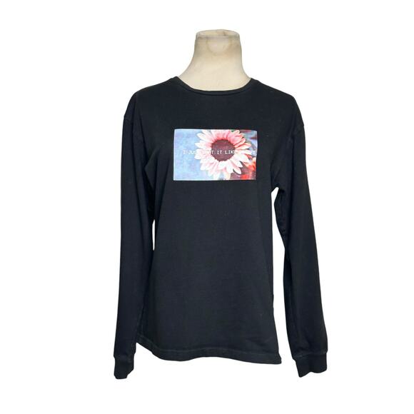 Publish black pink flower print long sleeves sweatshirt size Small - Picture 11 of 12